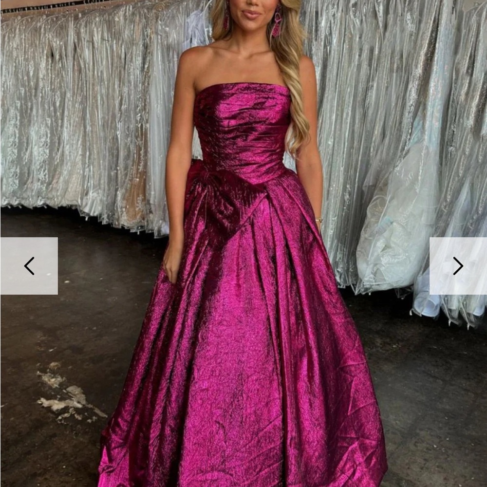 Pink Strapless Ruched Pleated Gown